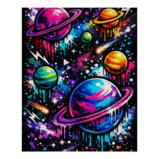 Poster Décoration de chambre à coucher colorée et rêveuse