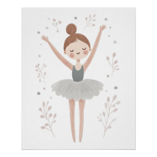 Poster Décoration murale de nursery ballerine, impression