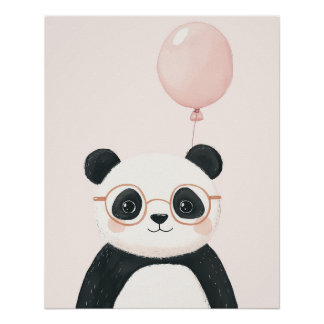 Poster Décoration murale panda, thème de la nurserie anim