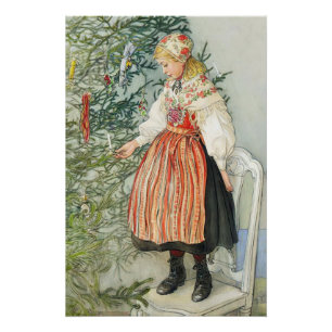 Poster Décorer l'arbre de Noël - Carl Larsson