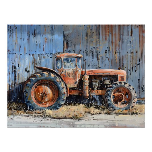 Poster Découpage de tracteur rustique (Devant)