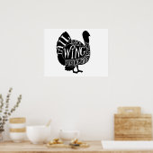 Poster découpe de dinde, gros mur, art de cuisine (Cuisine)