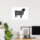 Poster découpe de mouton d'agneau, grande muraille, art d (Bureau à domicile)