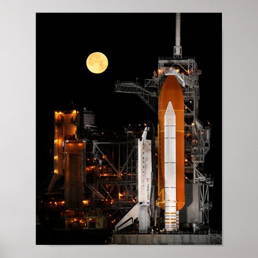 Poster Découverte de navette spatiale et lune (Devant)