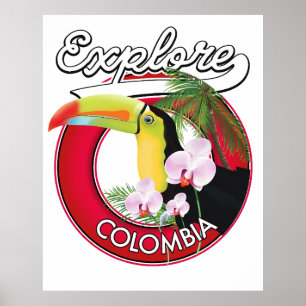 Poster Découvrez le logo rétro Colombie