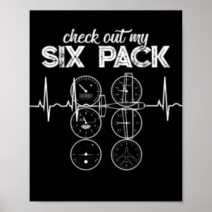 Poster Découvrez Mon Six Pack Pilote Aviation Drôle Gym F