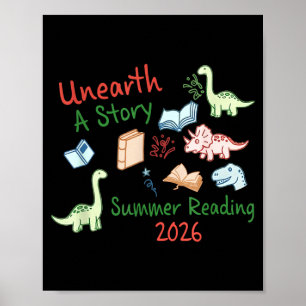 Poster Découvrez une histoire de lecture d'été 2026 dinos