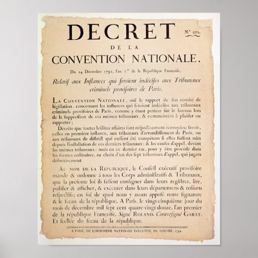 Poster Décret de la Convention nationale (Devant)