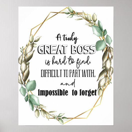 Poster d'écriture or Great Boss (Devant)