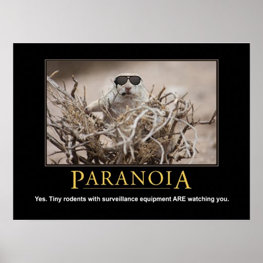 Poster d'écureuil démotivationnel : Paranoïa (Devant)