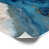 Poster Deep Blue Gold Vein Ocean Abstract (Coin)