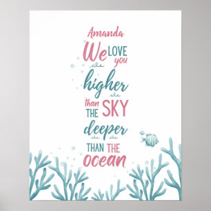 Poster Deep Green Turquoise Love Personnalisable