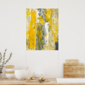 Poster 'Deep in Thought' Art Abstrait gris et jaune (Cuisine)