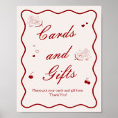 Poster Deep Red Cherry Bridal Shower Cards and Gifts (Devant)
