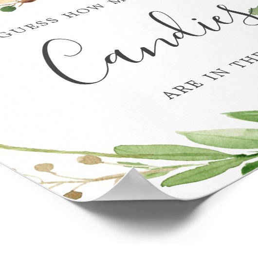 Poster Deer Baby shower Devine Combien De Candies (Coin)