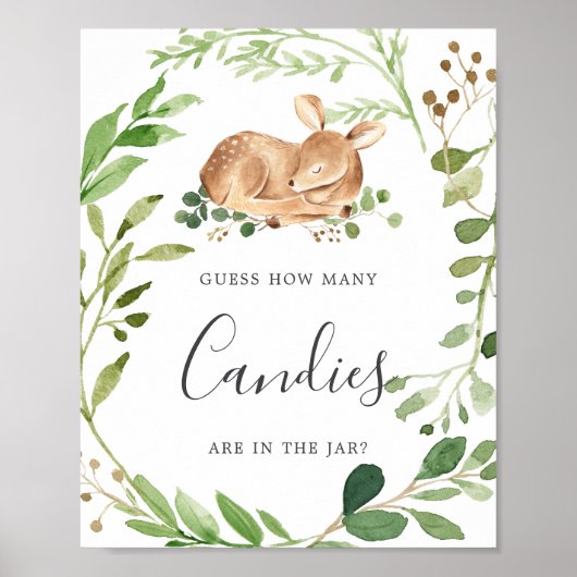 Poster Deer Baby shower Devine Combien De Candies (Devant)