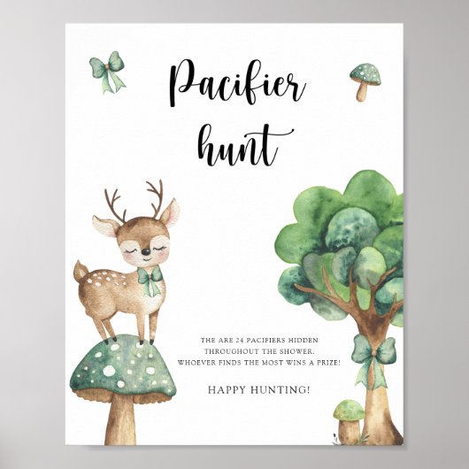 Poster Deer - chasse à la pacifiste baby shower de jeu po (Devant)