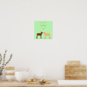 Poster Deer Couple and Daisy Heart Custom (Cuisine)