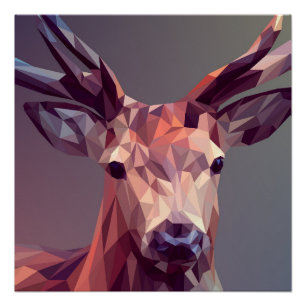 Poster Deer Polygons Art Design Graphisme Animal Stag Pos