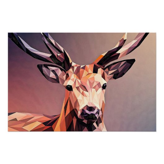 Poster Deer Small Poly Art Design (Devant)