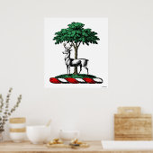 Poster Deer Stag par arbre Heraldic Crest Emblem (Cuisine)