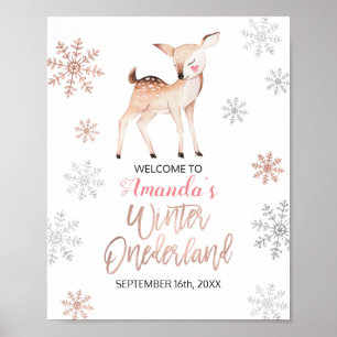 Poster Deer Winter Snowflakes ONE derland Anniversaire Bi