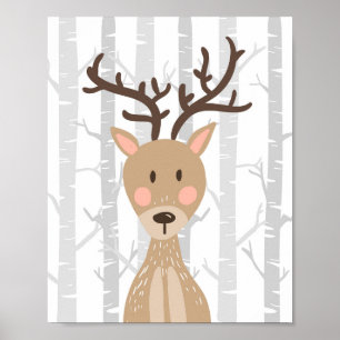 Poster Deer Woodland Animal Nursering Wall Art Imprimer