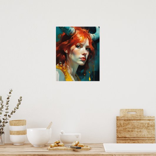 Poster Déesse à cornes rouges (Cuisine)