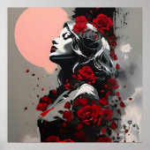 Poster Déesse aux roses rouges (Devant)