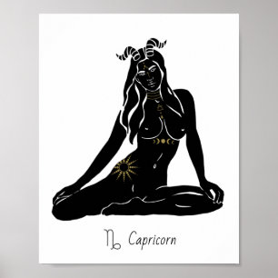 Poster Déesse Chèvre Céleste Capricorne Assise Art