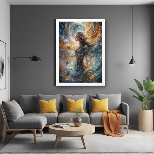 Poster Déesse cosmique éthérique Portrait Abstrait Art