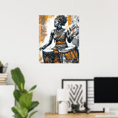 Poster Déesse de Drumbeat - Échos de son feu ancestral (Bureau à domicile)