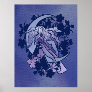 Poster Déesse de la Lune Violette Symbole Triple Lune Art