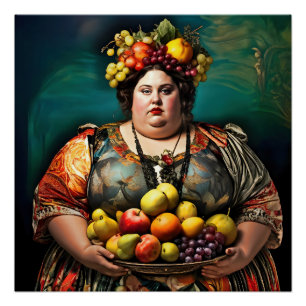 Poster "Déesse de l'overindulgence" Portrait coloré