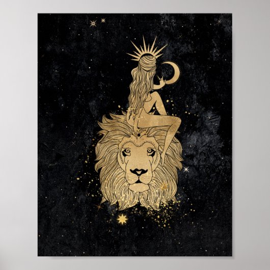 Poster Déesse du Zodiaque | Astrologie Cosmic Gold Leo (Devant)