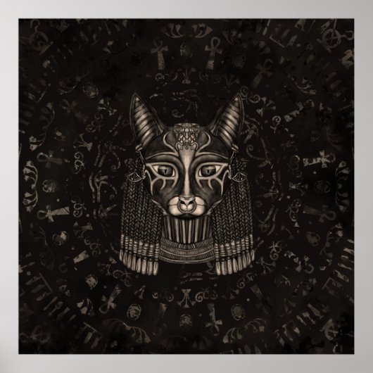 Poster Déesse égyptienne Bastet - Sepia (Devant)