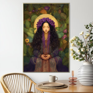 Poster Déesse hawaïenne Papahānaumoku Terre Mère Florale