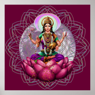 Poster Déesse Lakshmi - mandala de bénédiction de richess