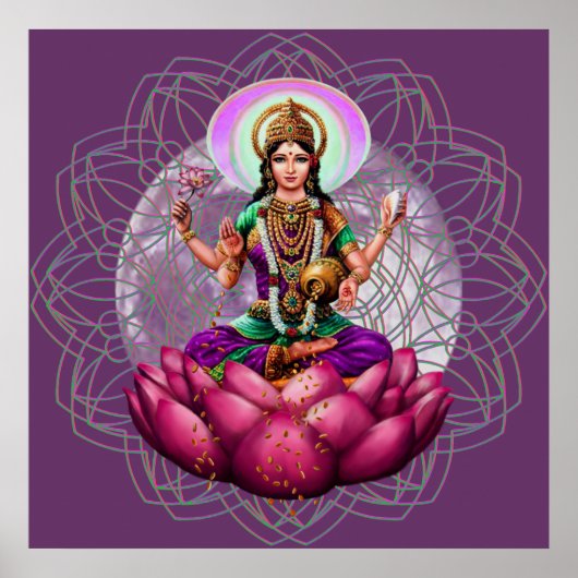Poster Déesse Lakshmi - mandala de bénédiction de richess (Devant)