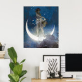 Poster Déesse Luna diffusant les étoiles la nuit (Bureau à domicile)