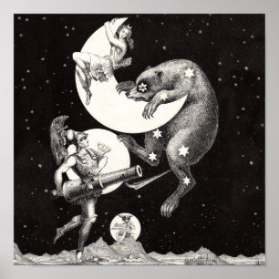 Poster Déesse lunaire céleste antique et ours Ursa Major