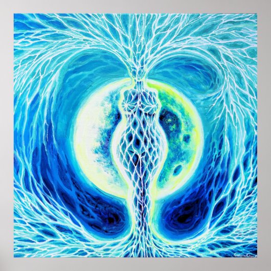 Poster Déesse néolithique avec lune (Devant)