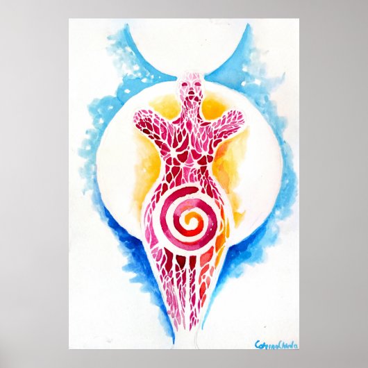 Poster Déesse néolithique de la fertilité avec le soleil  (Devant)