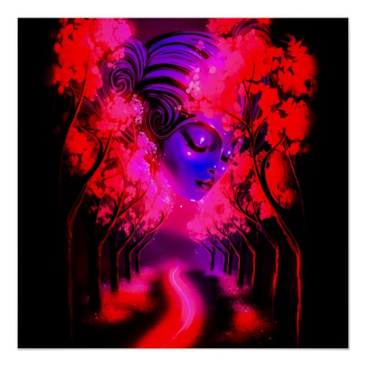Poster Déesse néon dans une forêt enchantée (Devant)