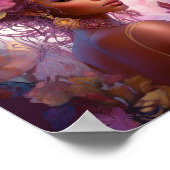 Poster Déesse noire Art Imaginaire rose violet (Coin)