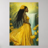 Poster Déesse Oshun : Cascade Fleurie Jaune Orisha (Devant)