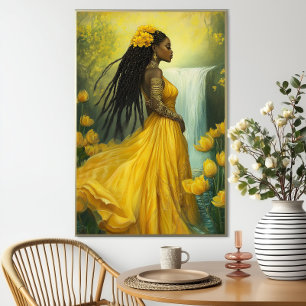 Poster Déesse Oshun : Cascade Fleurie Jaune Orisha