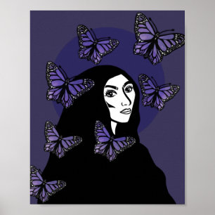 Poster Déesse papillon pourpre
