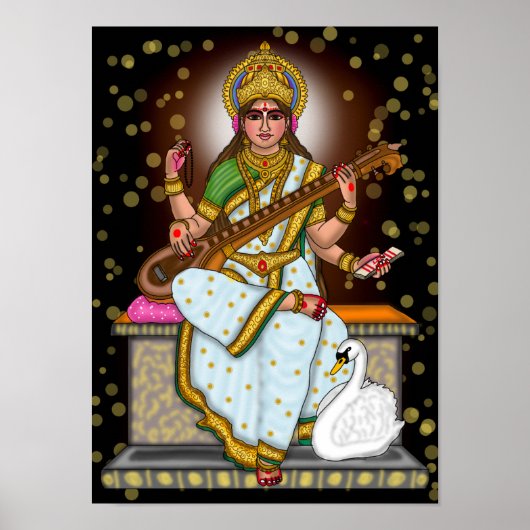 Poster Déesse Saraswati (Devant)