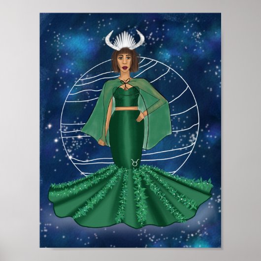 Poster Déesse Taurus Zodiac avec Planète au pouvoir Vénus (Devant)
